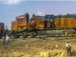 BNSF ES44DC Locomotive wrecked